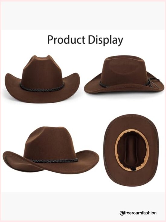 Western Cowboy Hat Unisex Roll Up Fedora with Belt Trim S-M main image 5